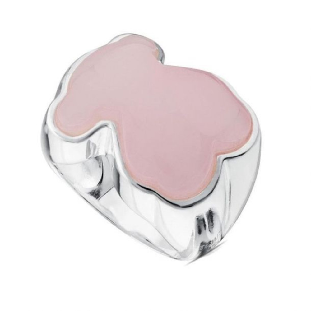 TOUS Pink Quartz Bear Sterling Silver Ring